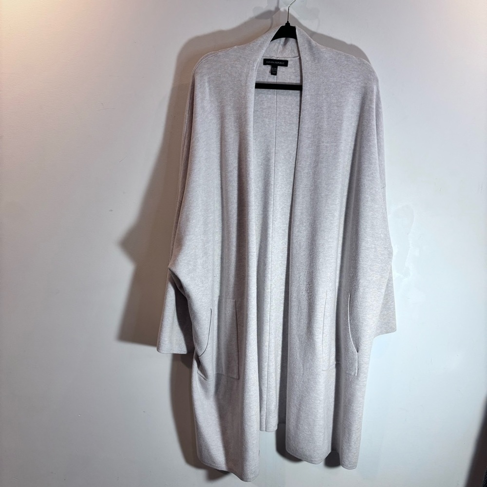 BANANA REPUBLIC SZ XL-XXL Heavy Jersey Knit Open Front Drop Pockets Cardigan